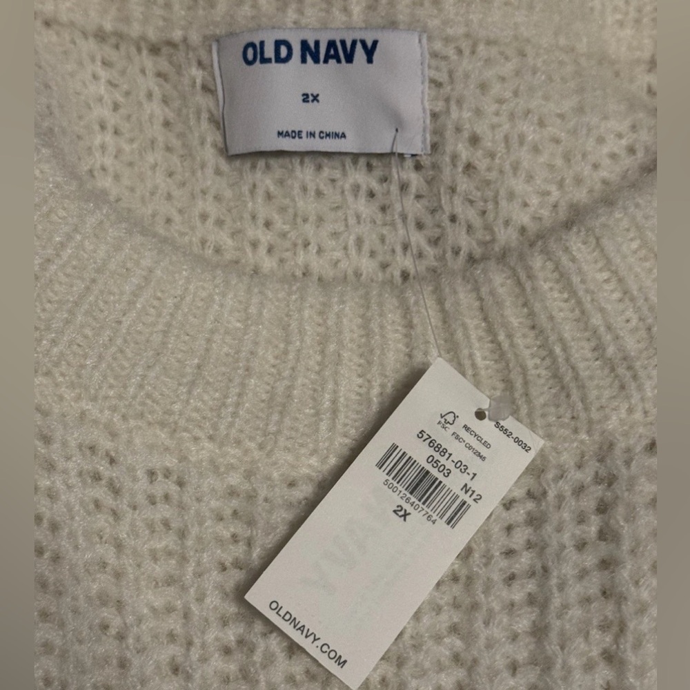 Women's NWT Old navy  Plus Size‎ Sweater Cream Color Sz  2X - Picture 5 of 6